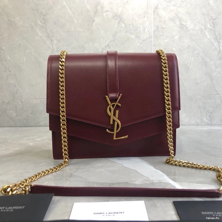 BURGUNDY LEATHER SULPICE MEDIUM YSL CHAIN BAG IN 0821
